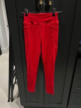 Kids Red Leggings with Side Pockets